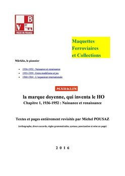 Histoire du MAERKLIN HO, 1936-1964